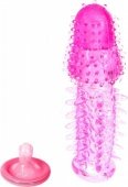 Насадка розовая удлиняющая с усиками Big Boy 14 см, внутренний диаметр 2 см, удлиняет член на 5 см - (none)