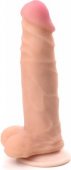 Фаллоимитатор на присоске Кибер-кожа, длина общая 19 см, длина рабочая до мошонки 15 см, диаметр max 4 см - (none)
