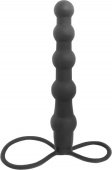 Надевающийся на пенис фаллоимитатор двойное проникновение Mojo Bumpy, силикон, черн, длина стимулятора 14 см, диаметр 2 см - (none)