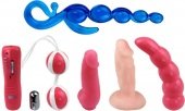 Набор: виброяйцо, вагин. шарики, анальн. стимул, фаллоимитаторы 23 см - интим магазин и секс шоп 