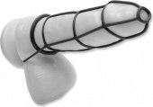 Набор Cockcage and Ring Set: насадка и эрекционные кольца на пенис, черный, длина насадки 10 см, диаметр регулируется, внутренний диаметр колец 3 см, 4 см, 5 см - (none)