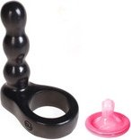 Насадка на пенис, Анальный фалоимитатор с эрекционным кольцом, длина анального стимулятора 9 см, max диаметр 2 см, внутренний диаметр кольца 3 см - (none)
