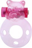Эрекционное виброкольцо Pink bear, //2 нутренний диаметр – 1 см, в комплекте презерватив и батарейки - (none)