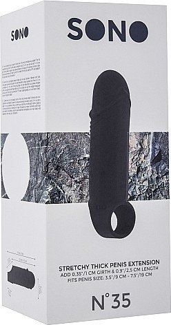  Stretchy Thick Penis Extension Black No. 35 SH-SON035BLK,  3,  Stretchy Thick Penis Extension Black No. 35 SH-SON035BLK