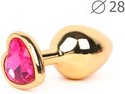 Малая золотая пробка с малиновым кристаллом в виде сердца Jewelry Plugs Anal - (none)