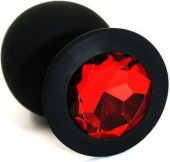 Маленькая черная пробка с красным кристаллом onjoy silicone collection - (none)