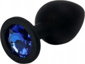 Средняя черная пробка с синим кристаллом onjoy silicone collection - (none)